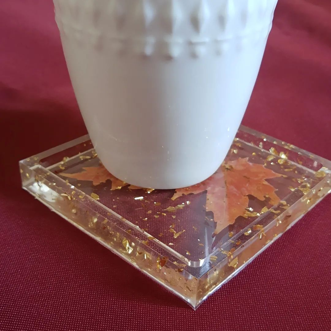 Leaf tea coaster epoxy resin piece